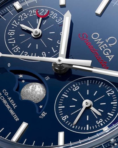Omega Blue Side Of The Moon Speedmaster Moonphase 44.25 mm, blue ceramic on leather strap 304.93.44.52.03.001 - Image 2