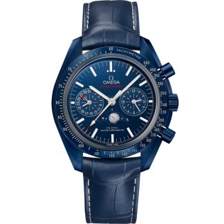 Omega Blue Side Of The Moon Speedmaster Moonphase 44.25 mm, blue ceramic on leather strap 304.93.44.52.03.001