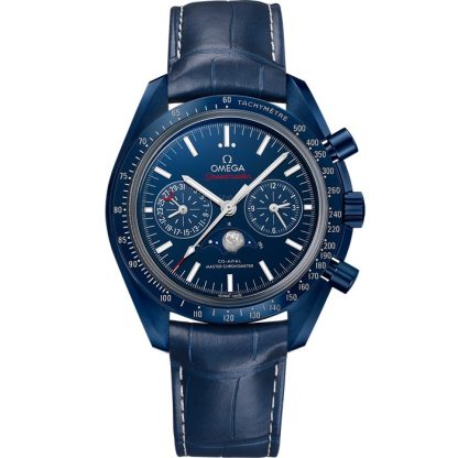 Omega Blue Side Of The Moon Speedmaster Moonphase 44.25 mm, blue ceramic on leather strap 304.93.44.52.03.001