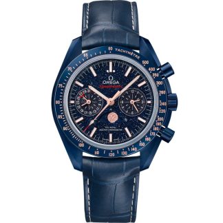 Omega Blue Side Of The Moon Speedmaster Moonphase 44.25 mm, blue ceramic on leather strap 304.93.44.52.03.002