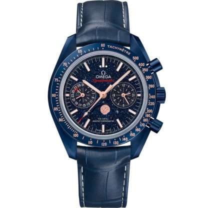 Omega Blue Side Of The Moon Speedmaster Moonphase 44.25 mm, blue ceramic on leather strap 304.93.44.52.03.002