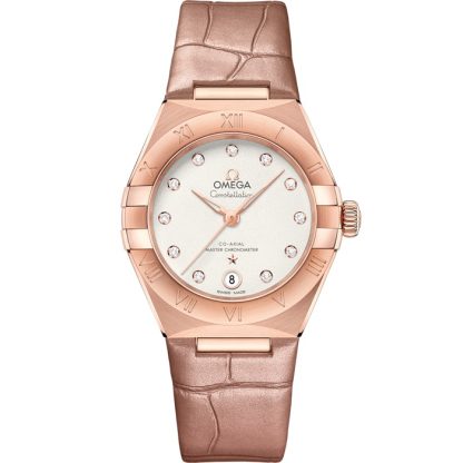 Omega Constellation 29 mm, Sedna™ gold on leather strap 131.53.29.20.52.002