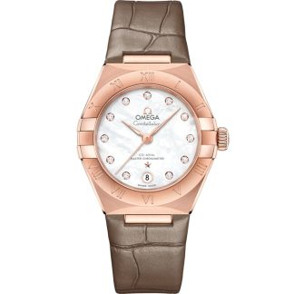 Omega Constellation 29 mm, Sedna™ gold on leather strap 131.53.29.20.55.002