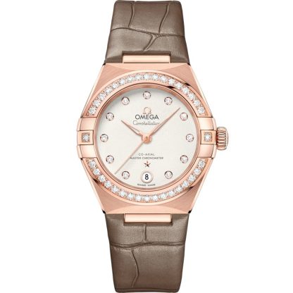 Omega Constellation 29 mm, Sedna™ gold on leather strap 131.58.29.20.52.002