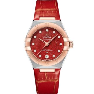 Omega Constellation 29 mm, steel - Sedna™ gold on leather strap 131.23.29.20.99.002