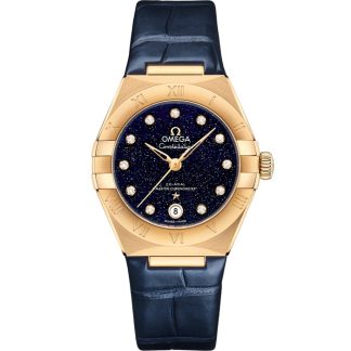 Omega Constellation 29 mm, yellow gold on leather strap 131.53.29.20.53.001