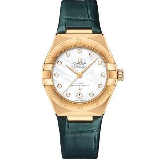 Omega Constellation 29 mm, yellow gold on leather strap 131.53.29.20.55.001