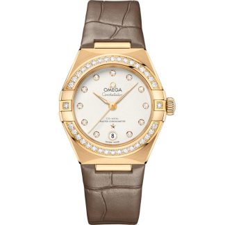 Omega Constellation 29 mm, yellow gold on leather strap 131.58.29.20.52.001