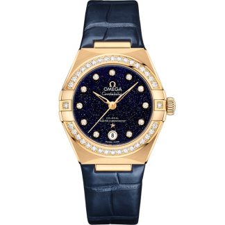 Omega Constellation 29 mm, yellow gold on leather strap 131.58.29.20.53.001
