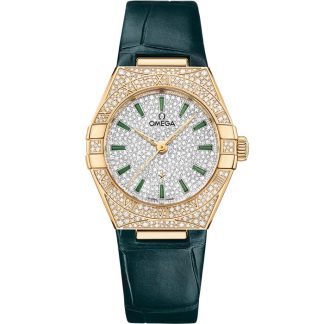 Omega Constellation 29 mm, yellow gold on leather strap 131.58.29.20.99.002