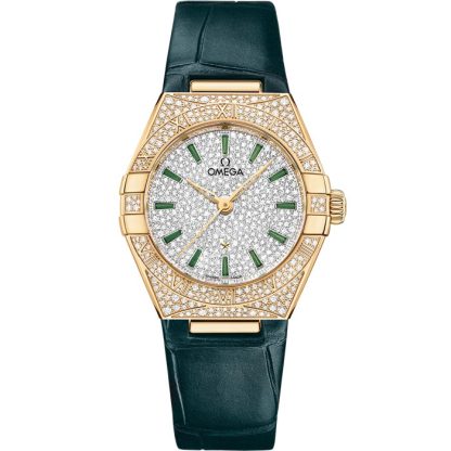 Omega Constellation 29 mm, yellow gold on leather strap 131.58.29.20.99.002