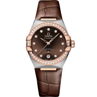 Omega Constellation 36 mm, steel - Sedna™ gold on leather strap 131.28.36.20.63.001