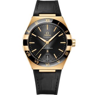 Omega Constellation 41 mm, yellow gold on leather strap 131.63.41.21.01.001