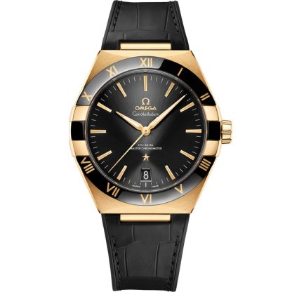 Omega Constellation 41 mm, yellow gold on leather strap 131.63.41.21.01.001