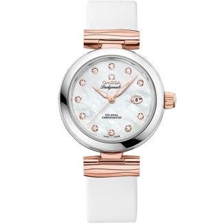 Omega De Ville Ladymatic 34 mm, steel - Sedna™ gold on leather strap 425.22.34.20.55.004