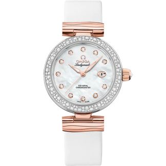 Omega De Ville Ladymatic 34 mm, steel - Sedna™ gold on leather strap 425.27.34.20.55.004