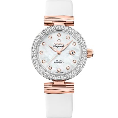Omega De Ville Ladymatic 34 mm, steel - Sedna™ gold on leather strap 425.27.34.20.55.004