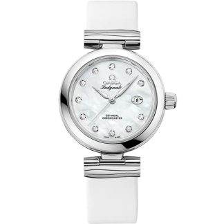 Omega De Ville Ladymatic 34 mm, steel on leather strap 425.32.34.20.55.002