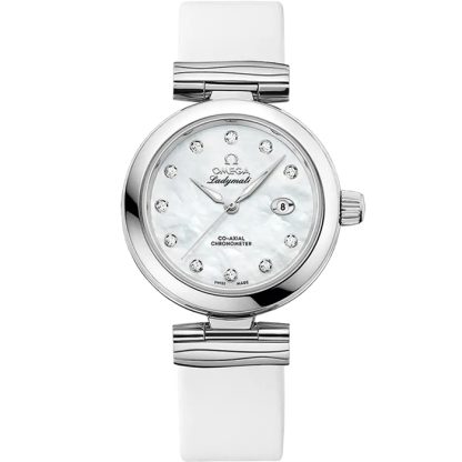 Omega De Ville Ladymatic 34 mm, steel on leather strap 425.32.34.20.55.002