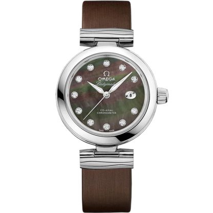 Omega De Ville Ladymatic 34 mm, steel on leather strap 425.32.34.20.57.004