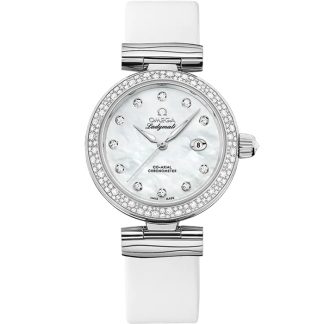 Omega De Ville Ladymatic 34 mm, steel on leather strap 425.37.34.20.55.002