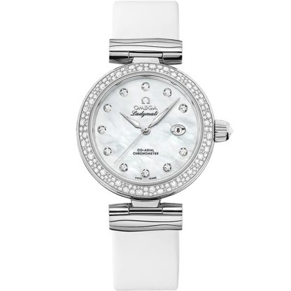 Omega De Ville Ladymatic 34 mm, steel on leather strap 425.37.34.20.55.002