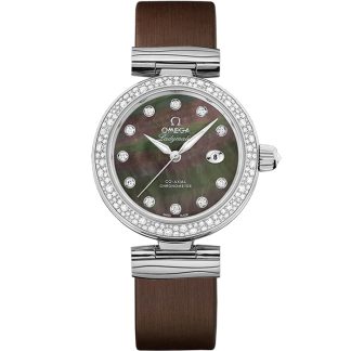 Omega De Ville Ladymatic 34 mm, steel on leather strap 425.37.34.20.57.004
