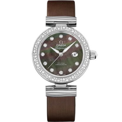 Omega De Ville Ladymatic 34 mm, steel on leather strap 425.37.34.20.57.004