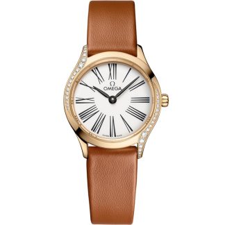 Omega De Ville Mini Trésor 26 mm, Moonshine™ gold on leather strap 428.57.26.60.04.004