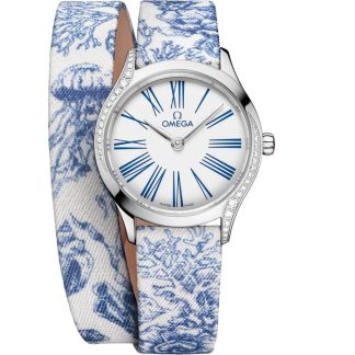 Omega De Ville Mini Trésor 26 mm, steel on toile de jouy 428.17.26.60.04.001