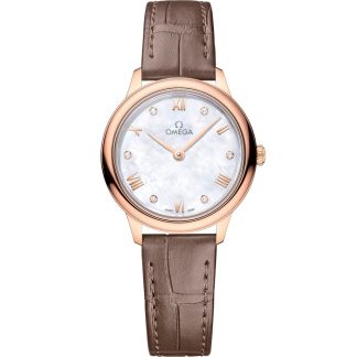 Omega De Ville Prestige 27.5 mm, Sedna™ gold on leather strap 434.53.28.60.55.001