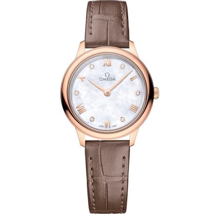 Omega De Ville Prestige 27.5 mm, Sedna™ gold on leather strap 434.53.28.60.55.001