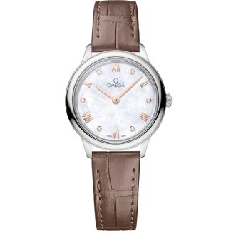 Omega De Ville Prestige 27.5 mm, steel on leather strap 434.13.28.60.55.001