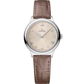 Omega De Ville Prestige 27.5 mm, steel on leather strap 434.13.28.60.59.001