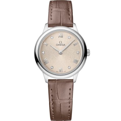 Omega De Ville Prestige 27.5 mm, steel on leather strap 434.13.28.60.59.001