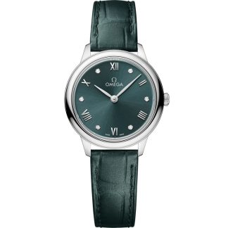 Omega De Ville Prestige 27.5 mm, steel on leather strap 434.13.28.60.60.001