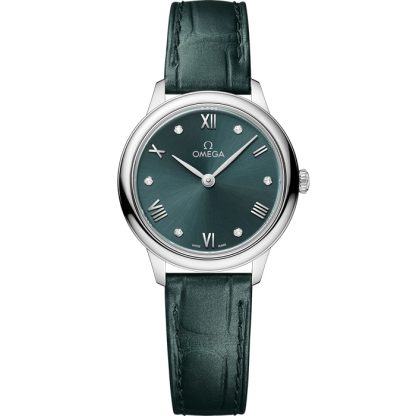 Omega De Ville Prestige 27.5 mm, steel on leather strap 434.13.28.60.60.001