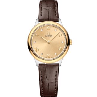 Omega De Ville Prestige 27.5 mm, steel - yellow gold on leather strap 434.23.28.60.58.001