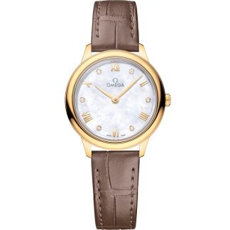 Omega De Ville Prestige 27.5 mm, yellow gold on leather strap 434.53.28.60.55.002