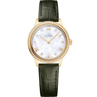 Omega De Ville Prestige 27.5 mm, yellow gold on leather strap 434.58.28.60.55.002