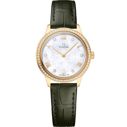 Omega De Ville Prestige 27.5 mm, yellow gold on leather strap 434.58.28.60.55.002