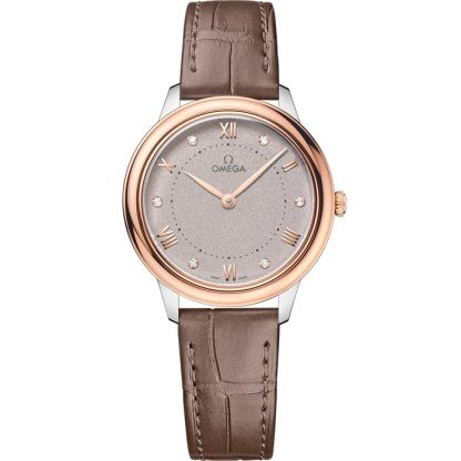 Omega De Ville Prestige 30 mm, steel - Sedna™ gold on leather strap 434.23.30.60.52.001