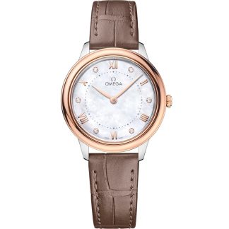 Omega De Ville Prestige 30 mm, steel - Sedna™ gold on leather strap 434.23.30.60.55.001