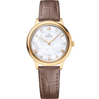 Omega De Ville Prestige 30 mm, yellow gold on leather strap 434.53.30.60.55.002