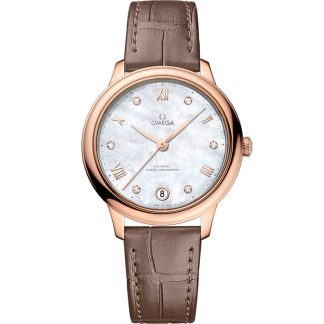 Omega De Ville Prestige 34 mm, Sedna™ gold on leather strap 434.53.34.20.55.001