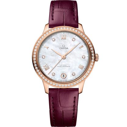 Omega De Ville Prestige 34 mm, Sedna™ gold on leather strap 434.58.34.20.55.001