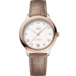 Omega De Ville Prestige 34 mm, steel - Sedna™ gold on leather strap 434.23.34.20.52.001