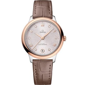 Omega De Ville Prestige 34 mm, steel - Sedna™ gold on leather strap 434.23.34.20.52.003