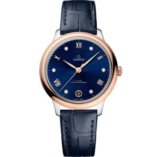 Omega De Ville Prestige 34 mm, steel - Sedna™ gold on leather strap 434.23.34.20.53.001