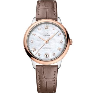 Omega De Ville Prestige 34 mm, steel - Sedna™ gold on leather strap 434.23.34.20.55.001